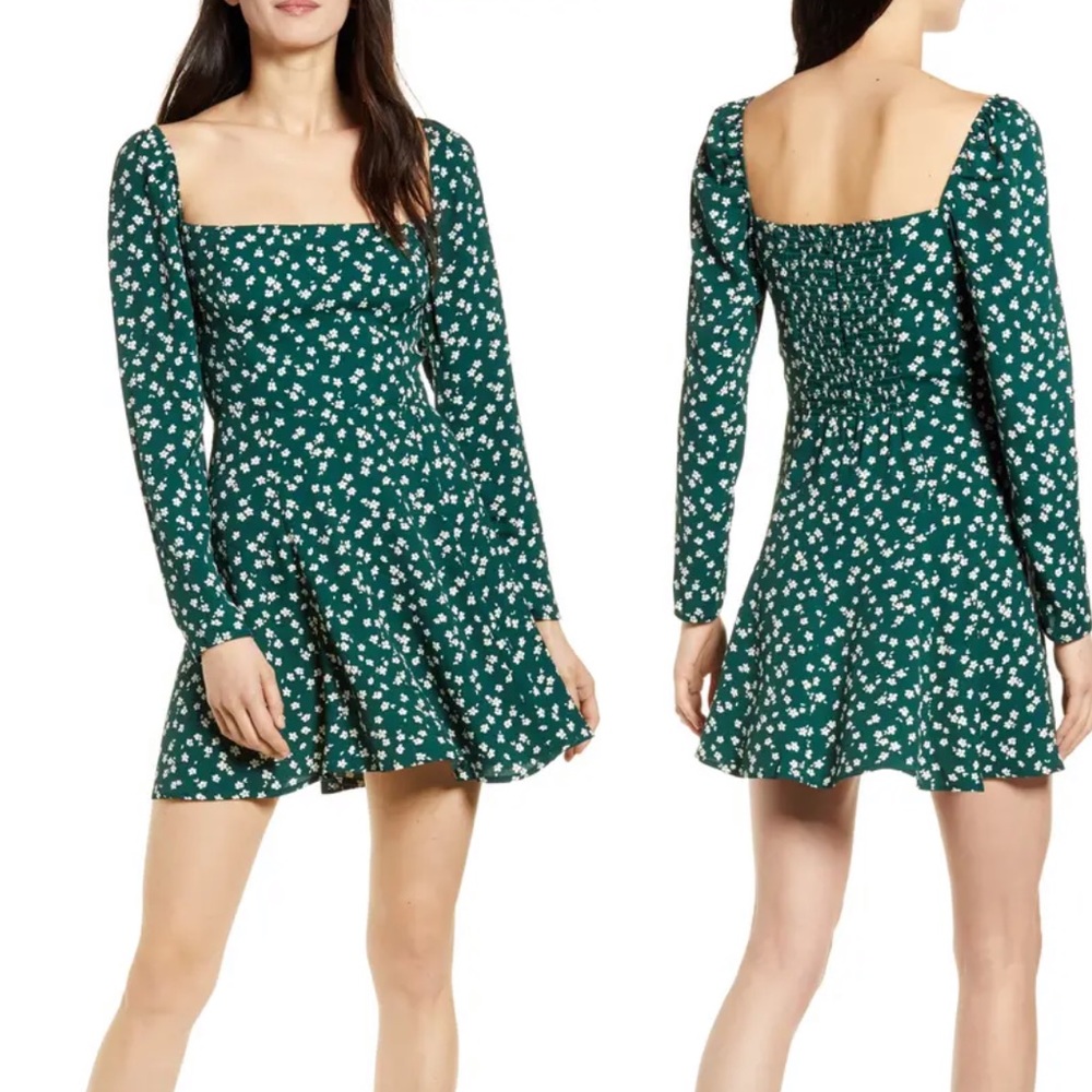 Reformation Sidecar Print Long Sleeve Mini Dress